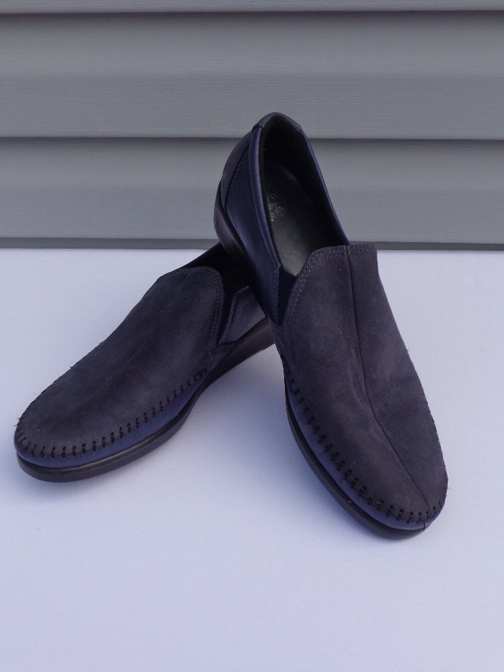 SAS Dream Slip On Moccasin Loafers Navy Leather & Suede Combined Women's Sz 9N